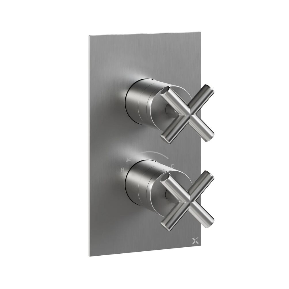 Crosswater MPRO Crosshead Brushed Stainless Steel 2 Outlet 2 Handle Shower Valve